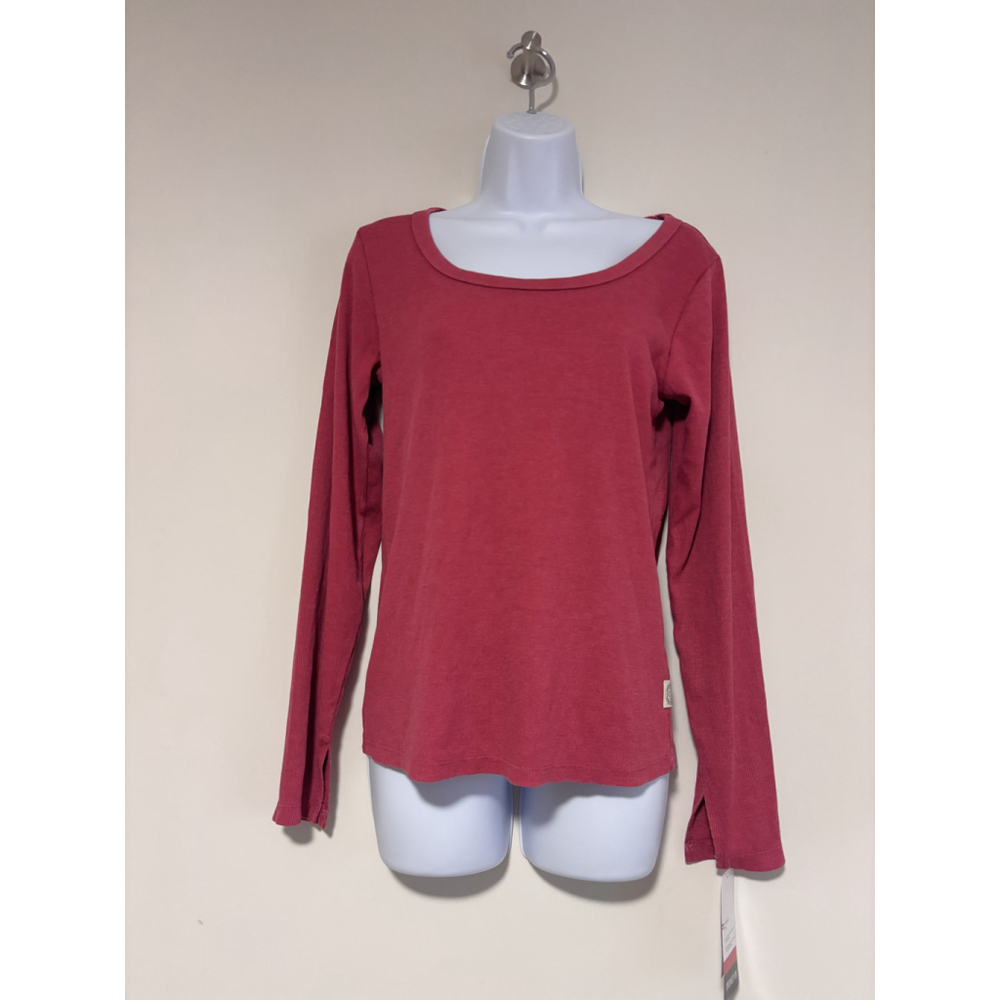 Champion Size Large Red Ribbed Scoop Neck Long Sleeve Tee Top NWT - Picture 4 of 6